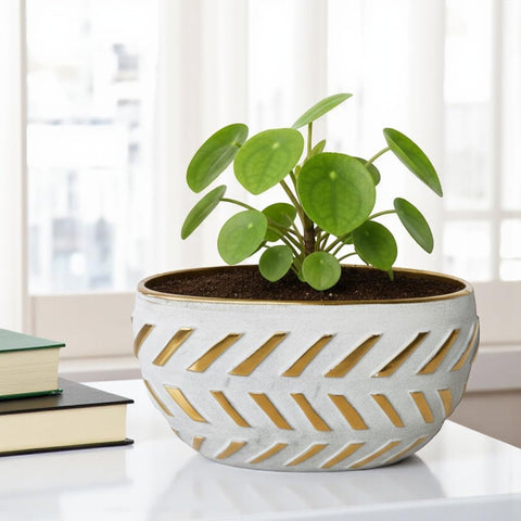 Boat Striped Ceramic Pot
