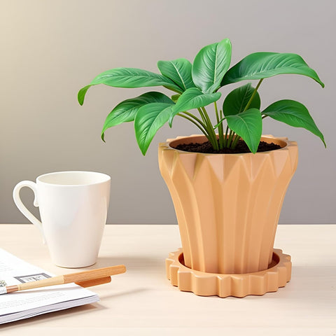 Jungle Ceramic Pot with Tray