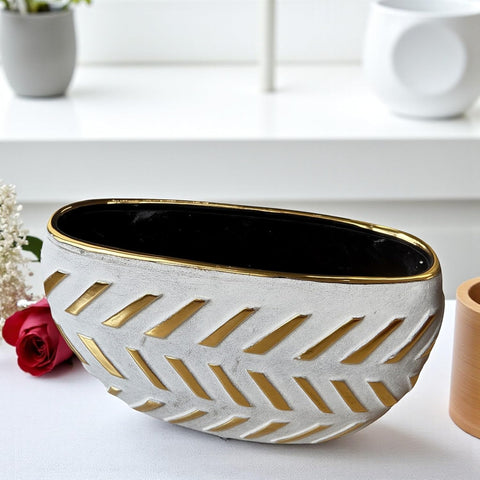 Boat Striped Ceramic Pot