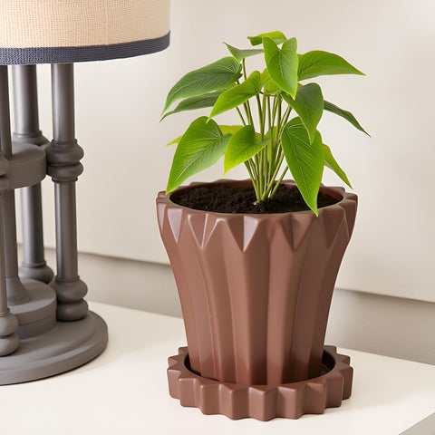 Jungle Ceramic Pot with Tray
