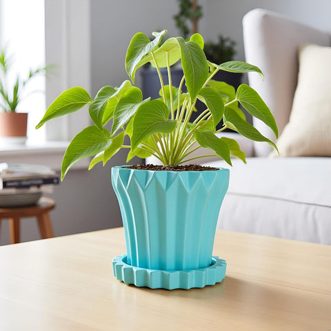 Jungle Ceramic Pot with Tray