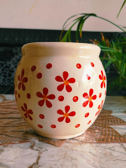 Handcrafted Flower Ceramic Pot