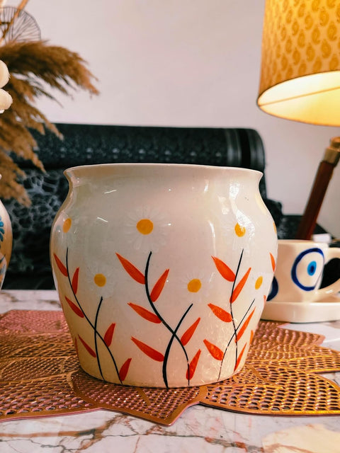 Handcrafted Flower Ceramic Pot
