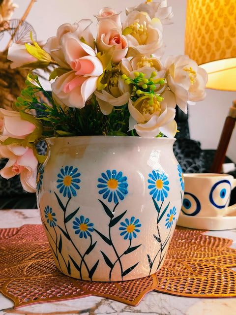 Handcrafted Flower Ceramic Pot