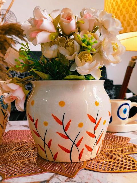 Handcrafted Flower Ceramic Pot
