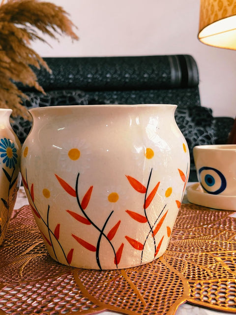 Handcrafted Flower Ceramic Pot